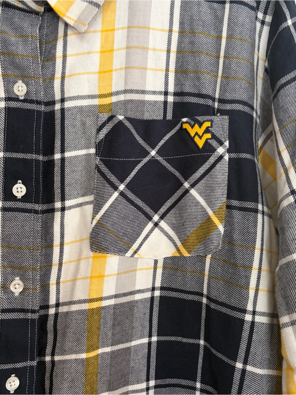 WVU Plaid Gameday Shirt Oversized, Blue & Gold - Picture 2 of 3